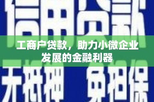汕尾工商户贷款，助力小微企业发展的金融利器