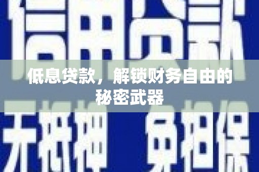 红星低息贷款，解锁财务自由的秘密武器