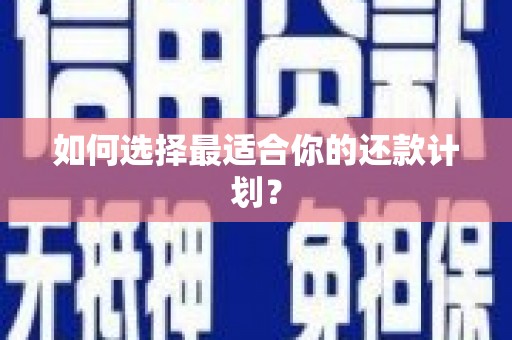 徐州如何选择最适合你的还款计划？