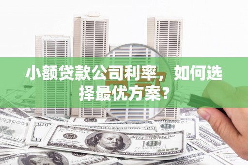 双清小额贷款公司利率，如何选择最优方案？