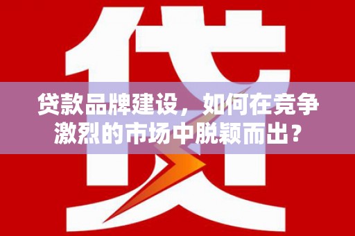射阳贷款品牌建设，如何在竞争激烈的市场中脱颖而出？